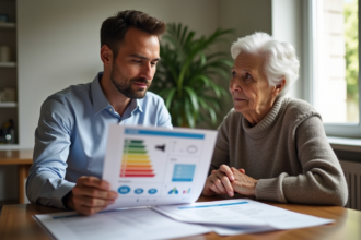 Agent immobilier et propriétaire évaluant un rapport énergétique