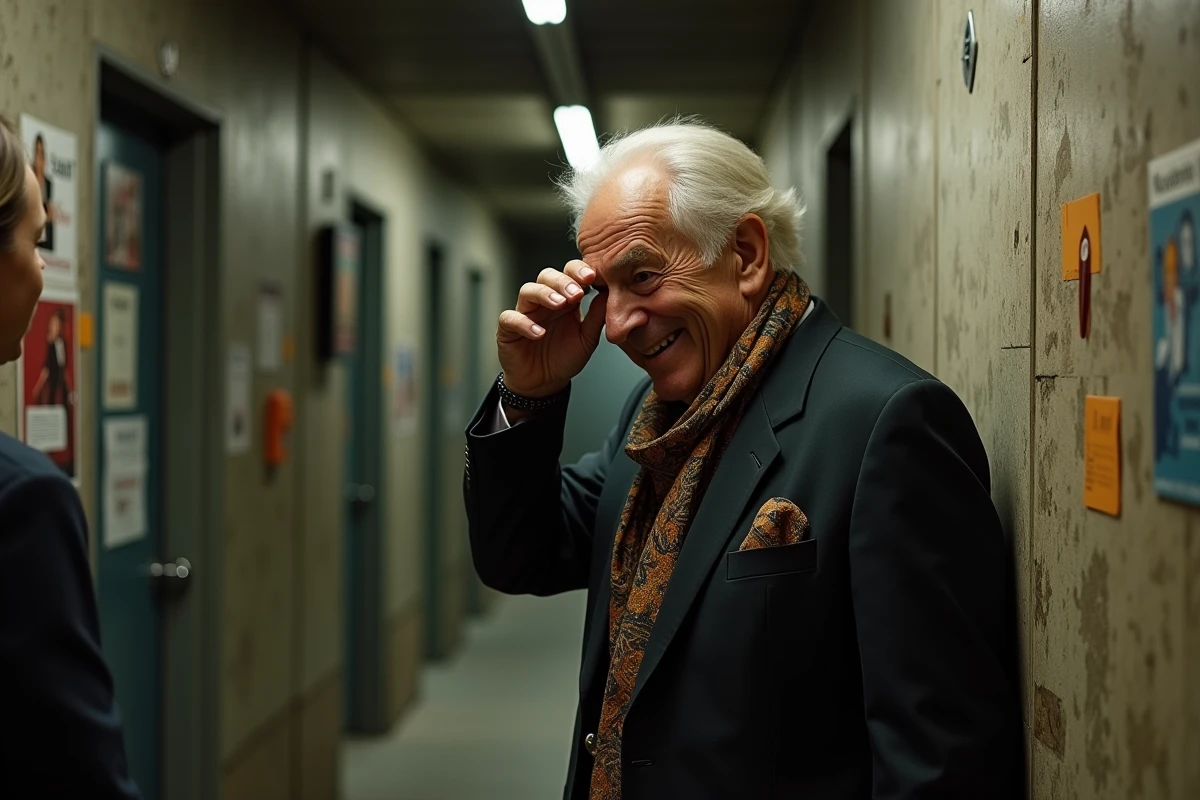 Chanteur en coulisses avec scarf et sourire authentique