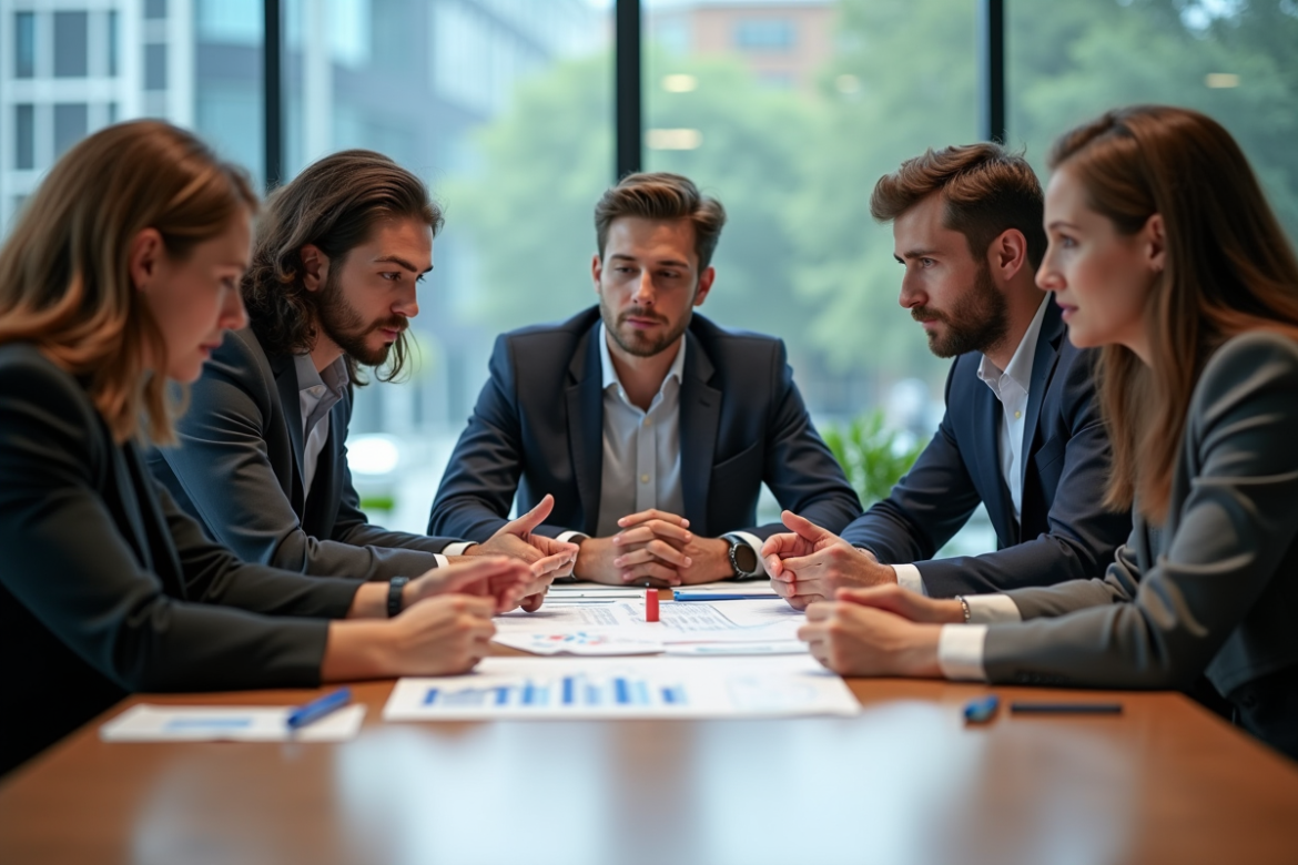 Groupe de professionnels en réunion d'affaires