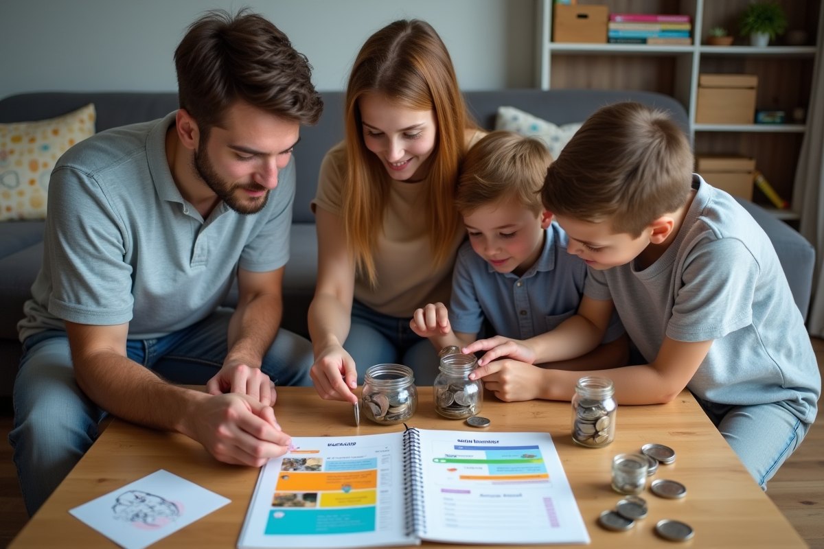 Famille discutant autour d