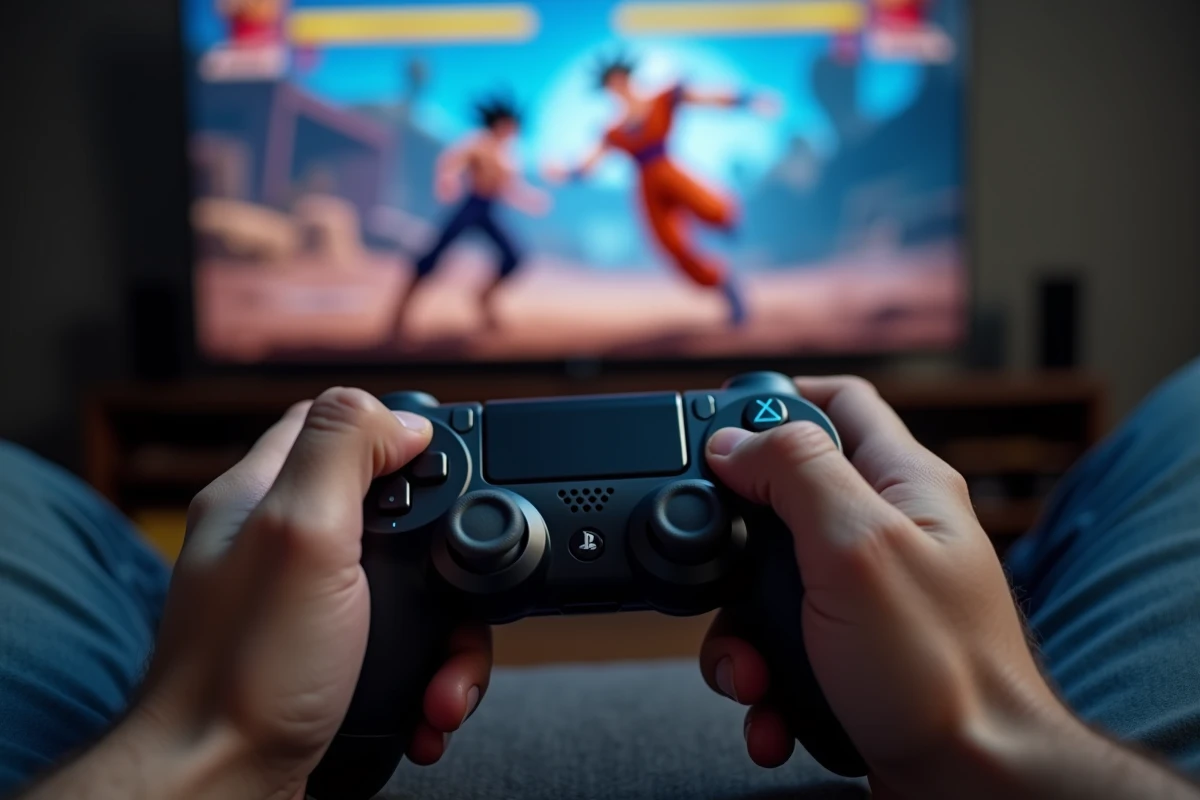 Mains sur manette exécutant des combos avec le personnage Hit dans Dragon Ball Xenoverse 2