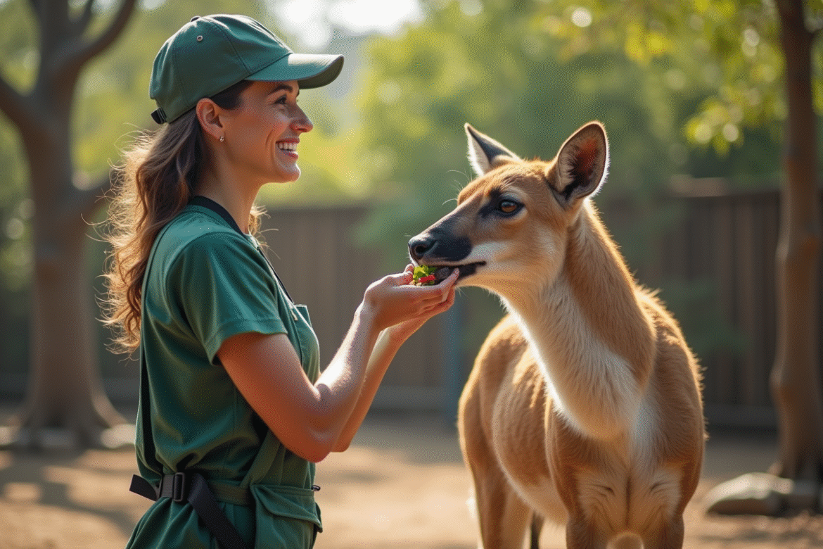 Soigneur d'animaux en plein air avec un zébu