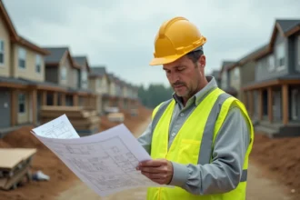 Surveillant en sécurité sur un chantier résidentiel