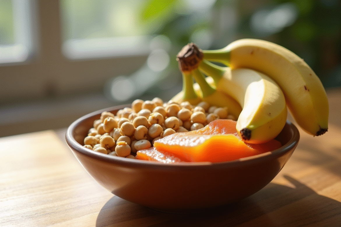 Table en bois avec aliments riches en vitamine B6
