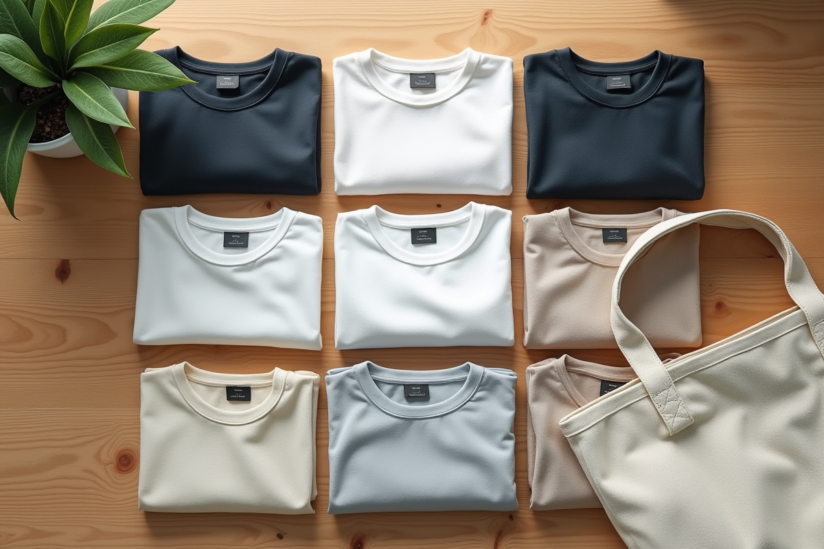 Tenue minimaliste pliée avec sac en tissu et plante