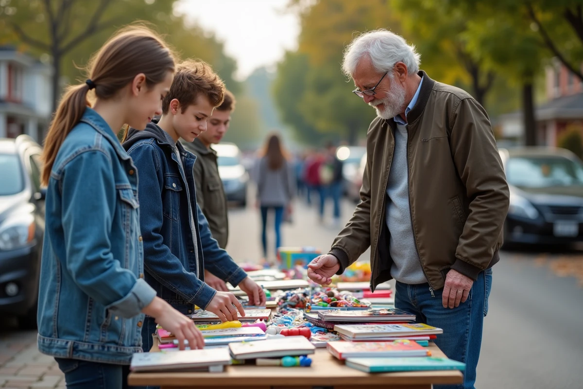 Groupe de jeunes et un homme âgé lors d